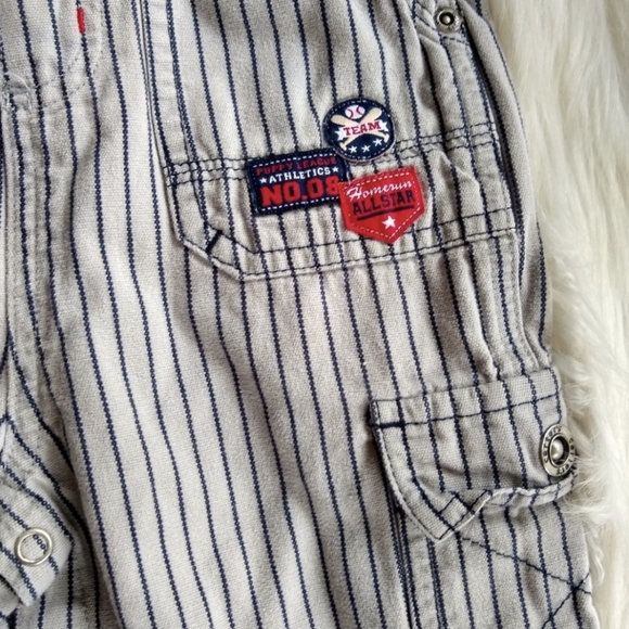 CARTERS MVP baseball striped bib overalls - Picture 4 of 6